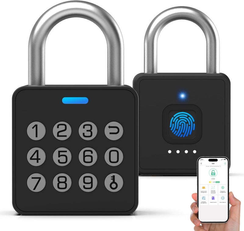 Eseesmart Fingerprint Locker Lock with Code, Combination Padlock Smart Fingerprint Biometric Keyless Combo Lock Waterproof for Outdoor Fence Gate Shed Gym School Locker Storage - Image 1
